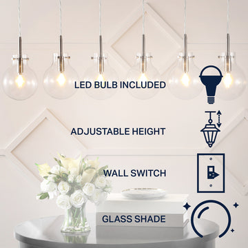 Harlow 40.5" Modern Contemporary Round Glass/Iron LED Linear Pendant - JONATHAN Y